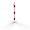 Barrier posts | Steel tube  60 x 2,5 mm | foldable | for padlock | to be fixed by plugswith base plate 100 x 150 mm | hot-dip galvanized and white coatedwith three red reflecting stripes | without eyelet